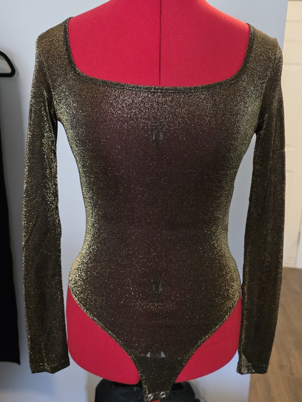 Gold square neck Bodysuit